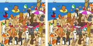Desafio dos Sete Erros: A Praia dos Animais Fofos